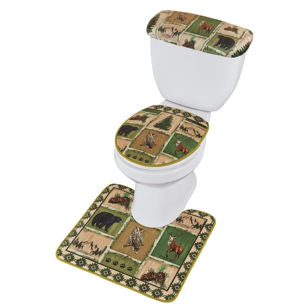 Northwoods Patchwork Aztec Border 3-Piece Commode Set