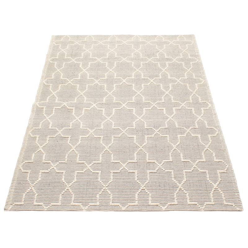 ECARPETGALLERY Braid weave Sienna Grey Wool Rug - 5'0 x 7'11