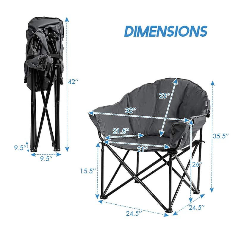 Costway Folding Camping Moon Padded Chair with Carry Bag Cup Holder - 32''x 31.5''x 35.5''