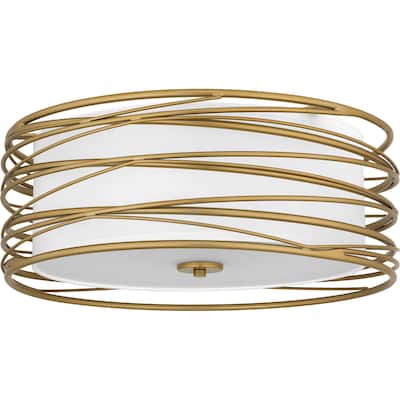 Spiral 3-Light Light Gold Semi-Flush Mount Light
