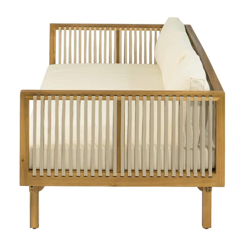 Christopher Knight Home - Acacia Wood Outdoor Patio Sofa with Rope Design