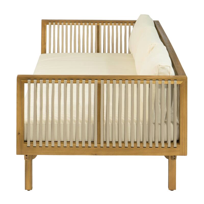 Christopher Knight Home - Outdoor Teak Finish Wood & Rope Woven Sofa Set with Coffee Table