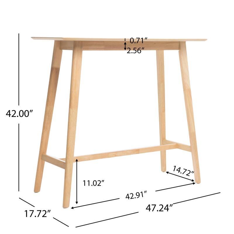 Wood Bar Table, Natural Oak Finish, 17.72 in x 47.24 in x 42.01 in