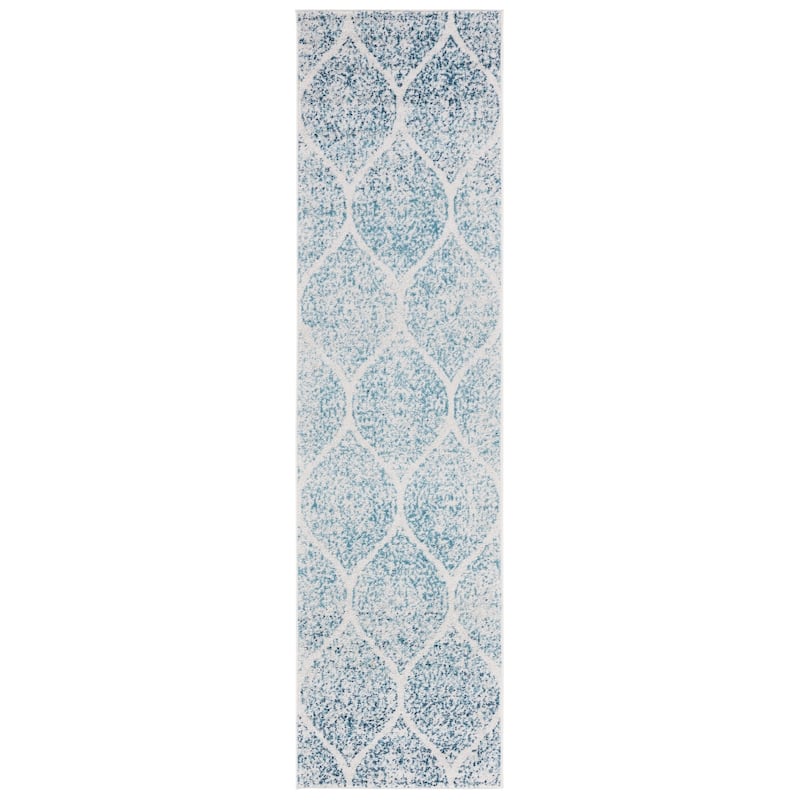 SAFAVIEH Madison Gesa Boho Chic Ogee Trellis Rug - 2'3" x 10' Runner - Cream/Turquoise
