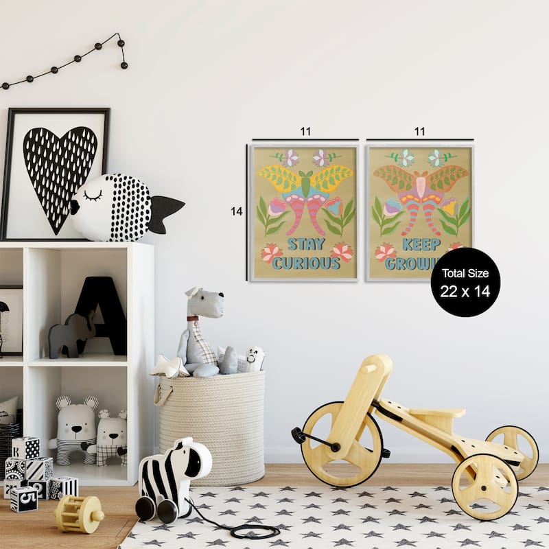 Stupell Stay Curious & Keep Growing Framed Giclee Art Design By Julia Fox (Set of 2)