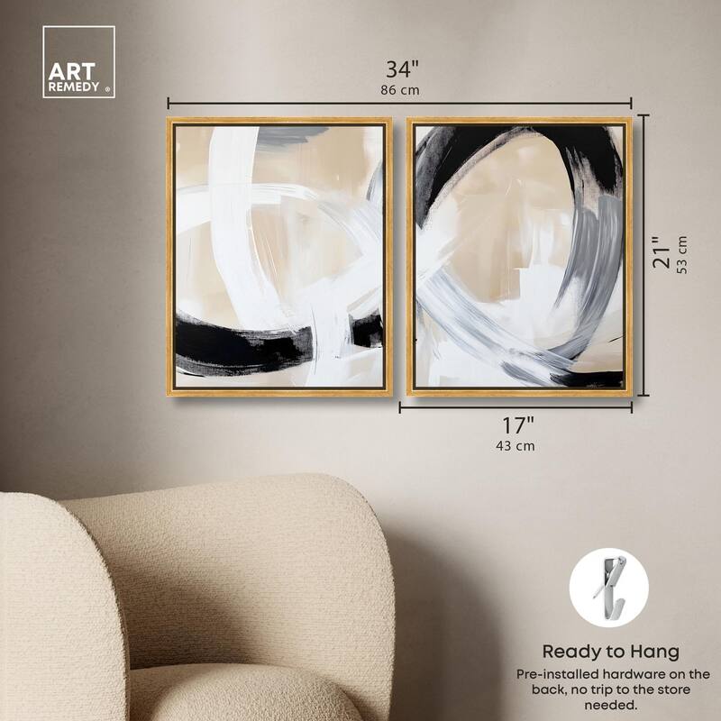 Neutral Interplay I Canvas Set of 2 by Art Remedy