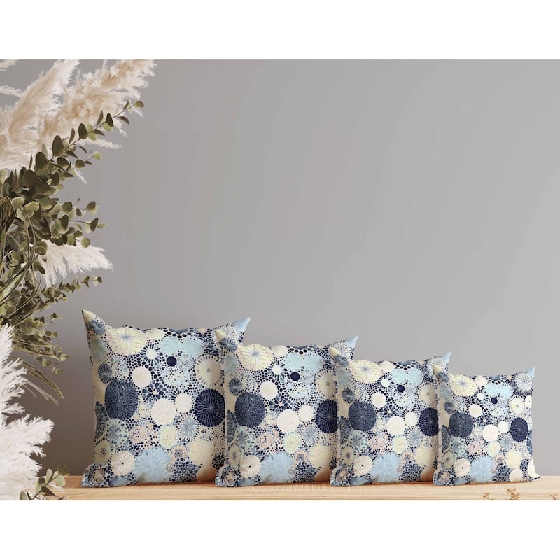 Crystal Drift Faux Suede Reversible Throw Pillow Blue and Cream