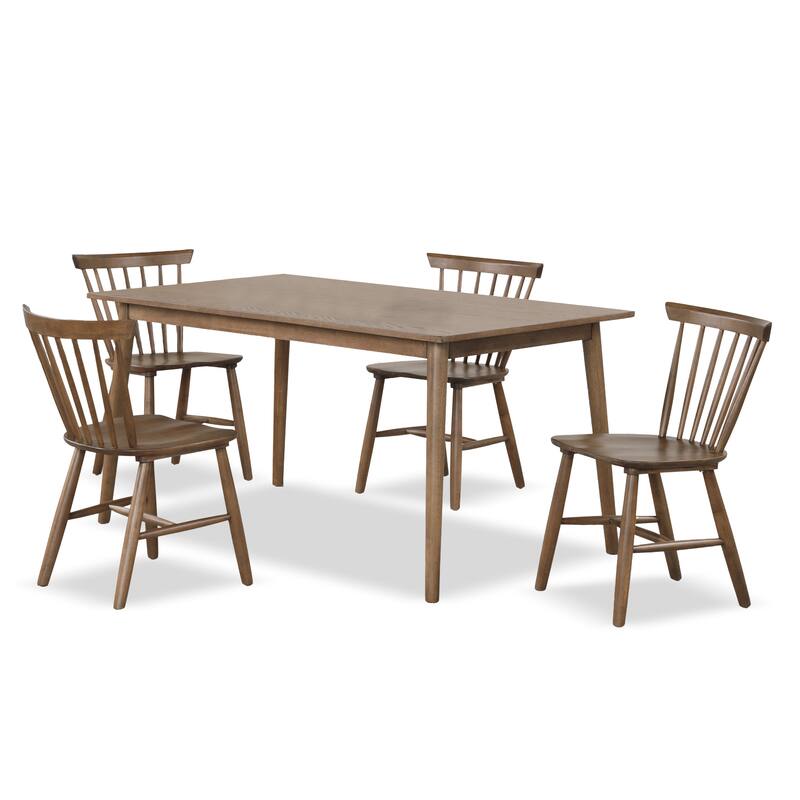Furniture of America Zailen Mid-Century Modern 5-Piece Solid Wood Dining Set