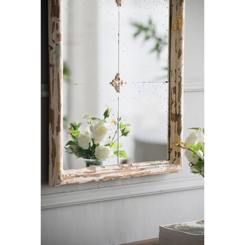 22" x 48" Large Cream & Gold Framed Wall Mirror