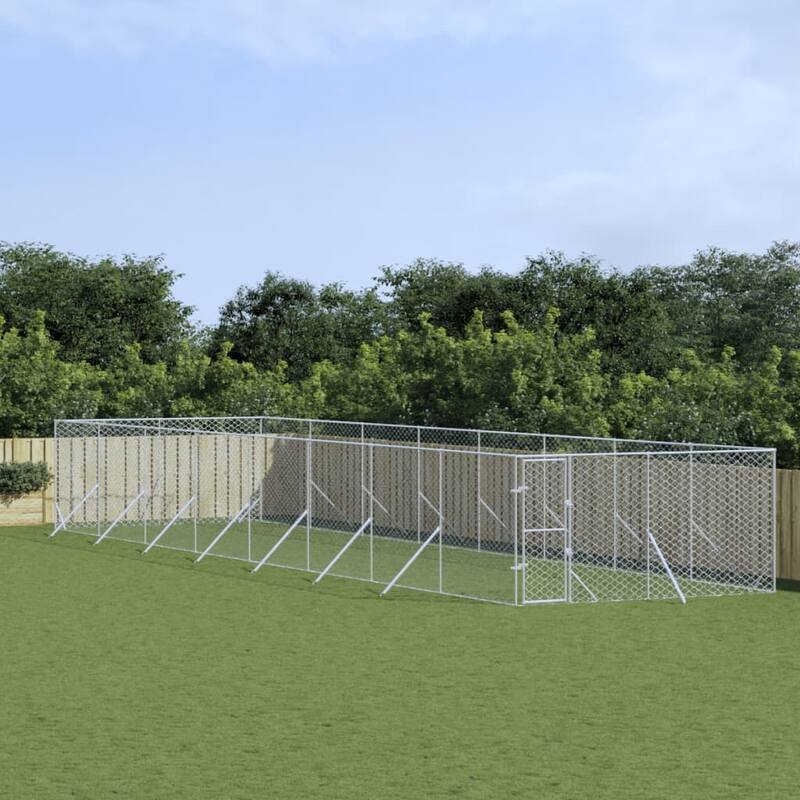 vidaXL Outdoor Dog Kennel Silver Multi-Size Galvanized Steel