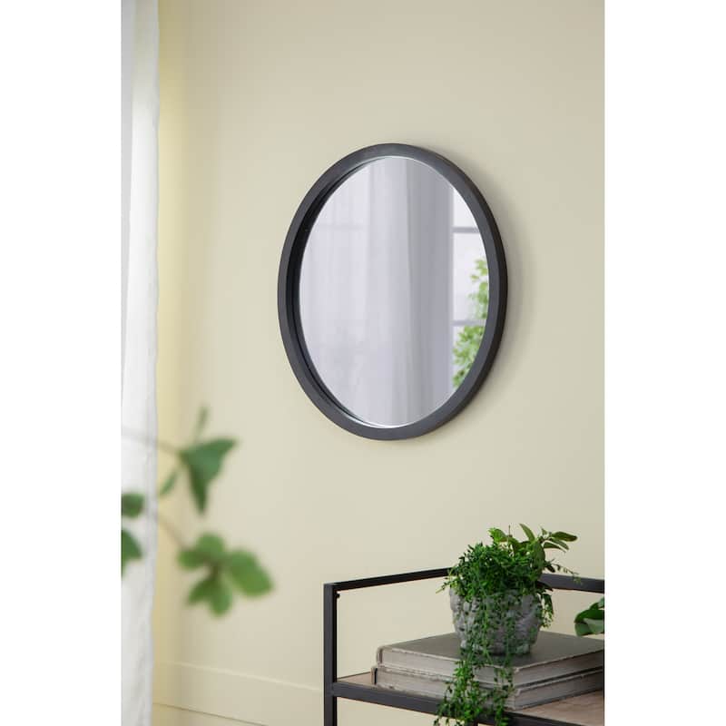 20" x 20" Circle Wall Mirror with Wooden Frame,Wall Mirror for Living Room Dining Room