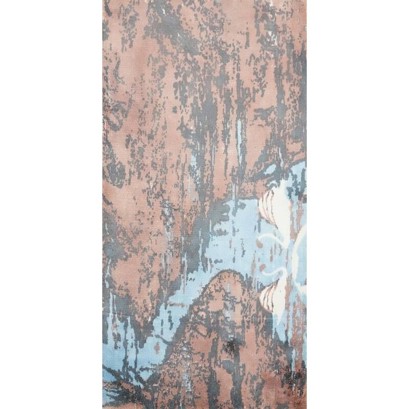 Hand Knotted Oriental Viscose Silk Carpet Modern Animal Pictorial Multi-Colored Abstract Area Rug - 4' 0'' X 2' 0''