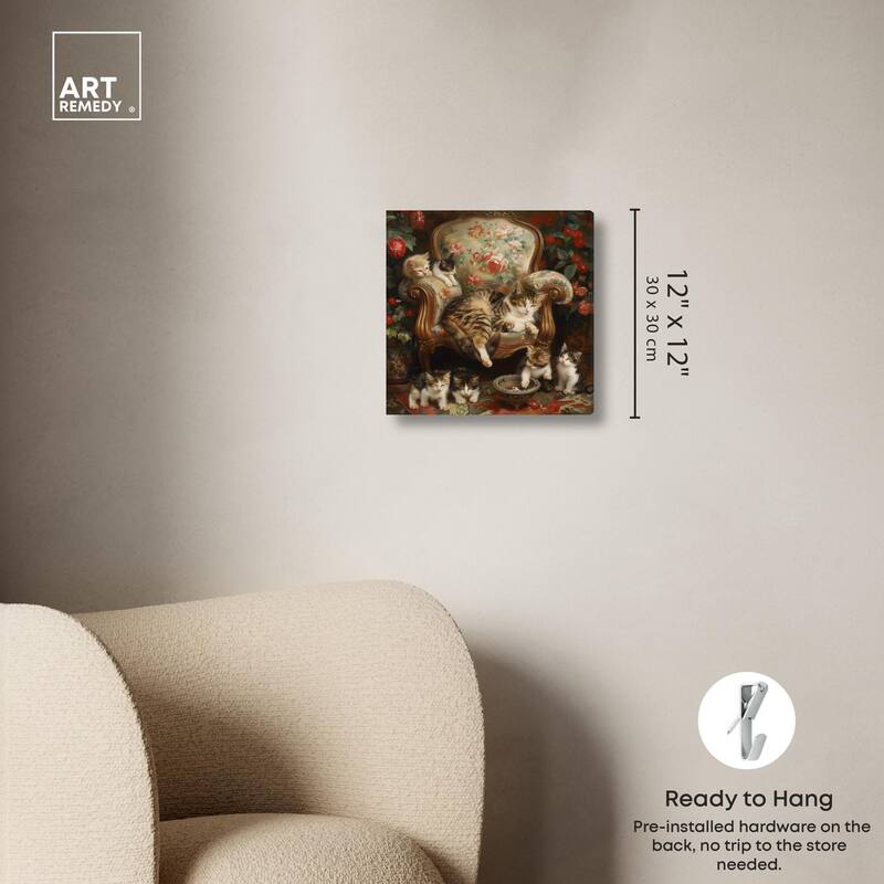 Lounging Cats Canvas by Art Remedy, Gallery Wrapped