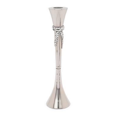 12.25"H Stainless Steel Candlestick with Knot Center