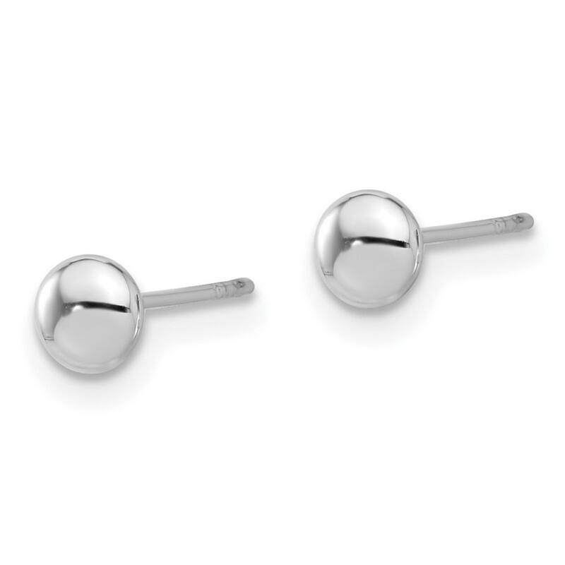 Curata 14k White Gold Polished Button Post Earrings - 4.4x4.4mm
