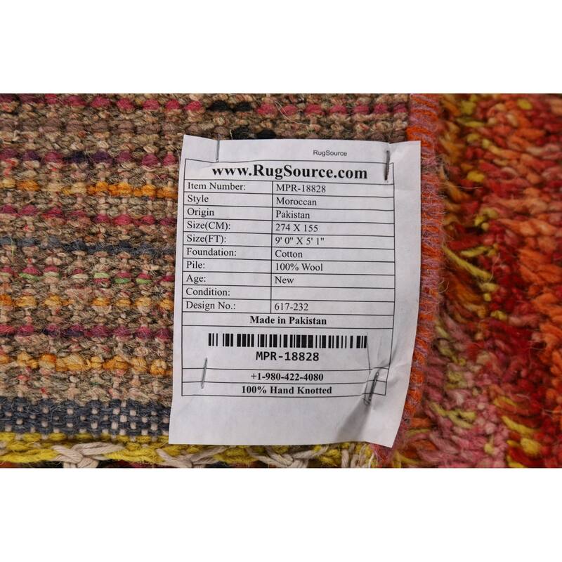 Trellis Moroccan Oriental Area Rug Hand-Knotted Wool Carpet - 5'1" x 9'0"