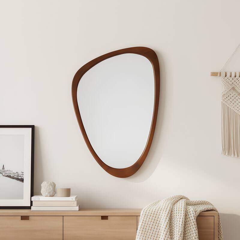 20"x30" Irregular Solid Wood Frame Decorative Mirror,For Bedroom, Bathroom, Living Room, Entryway