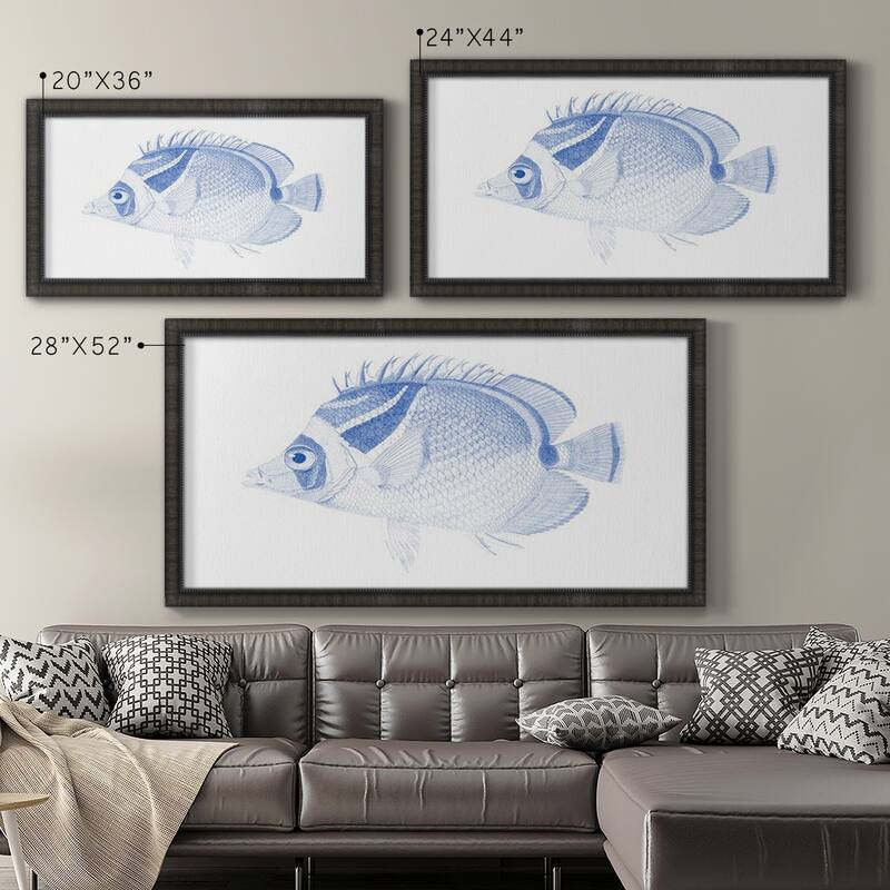 Blue & White Tropical Fish IV Premium Framed Canvas- Ready to Hang