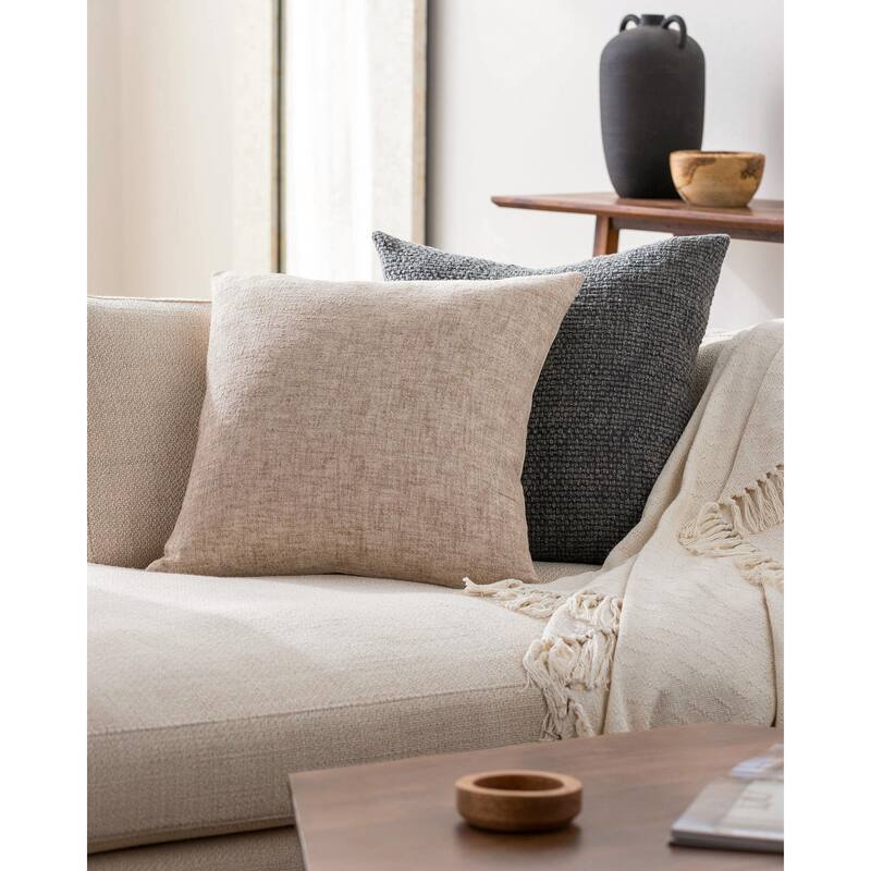 Becki Owens x Livabliss Modern Mindy Accent Pillow Cover only - 18"L x 18"W - Polyester - Camel