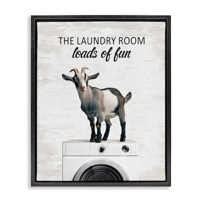 Stupell Loads of Fun Laundry Goat Framed Floater Canvas Wall Art Design By Lettered and Lined