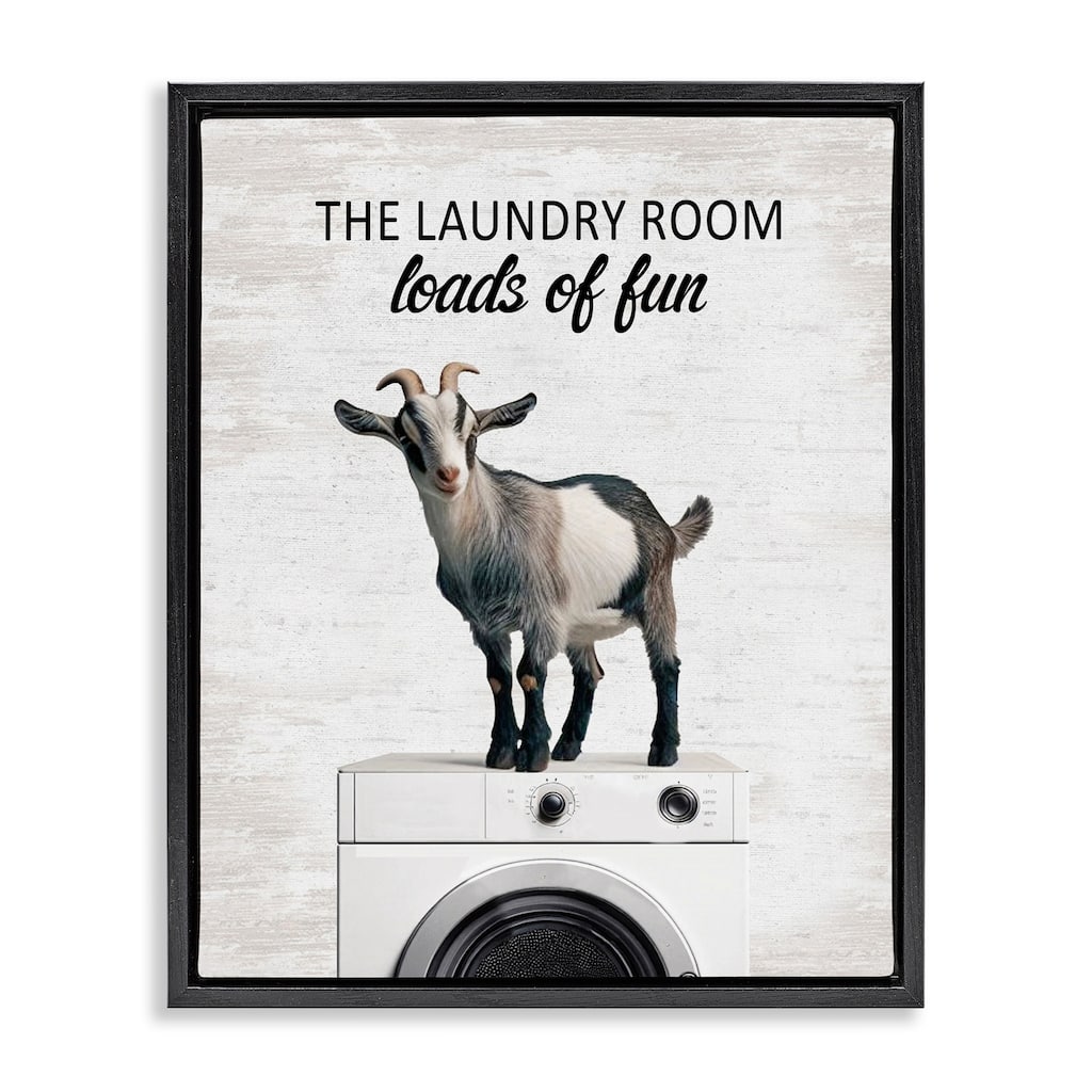 Stupell Loads of Fun Laundry Goat Framed Floater Canvas Wall Art Design By Lettered and Lined