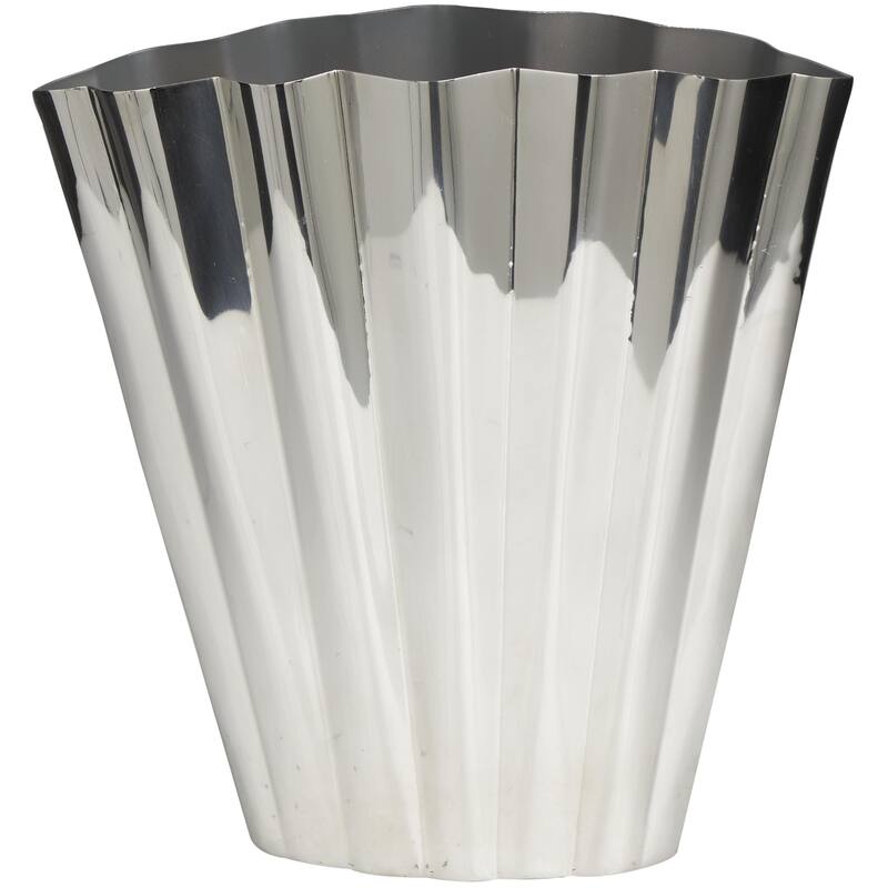 Stainless Steel Metal Decorative Vase with Zig Zag Edging - Silver - Roche River Decor