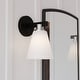 preview thumbnail 1 of 13, Vermont Matte Black and Satin Nickel Bathroom Vanity Lighting Fixture, Etched White Glass Shade, Dimmable, LED Compatible Wall 6-in W x 10-in H x 7.5-in D - Matte Black and Satin Nickel