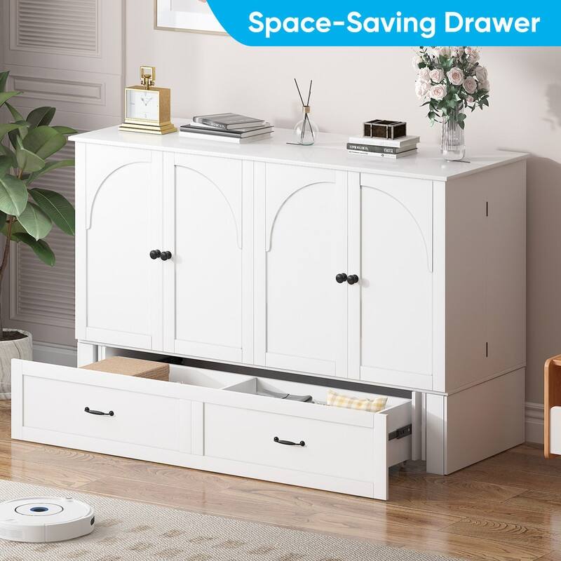 Mixoy Modern Murphy Bed Cabinet Queen Size with Charging,Optional Mattress