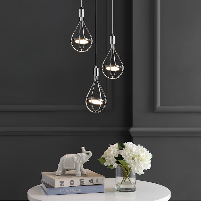 Orion 11.5" 3-Light Adjustable Integrated LED Cluster Pendant, Chrome by JONATHAN Y