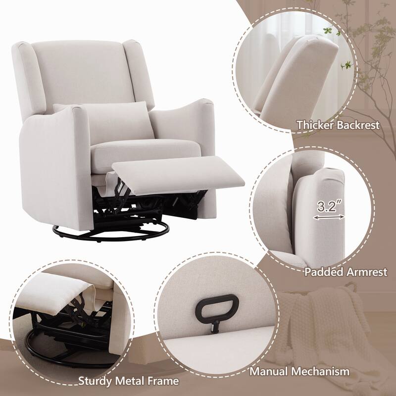 Merax Swivel Glider Recliner with Rocking Base