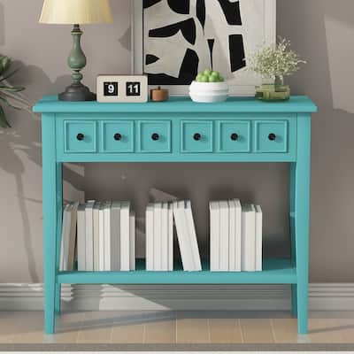 Entryway Table with 2 Drawers, Rustic Console Table