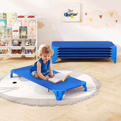 6PCS Stackable Daycare Cots for Kids Portable Nap Cots Easy Lift Bed