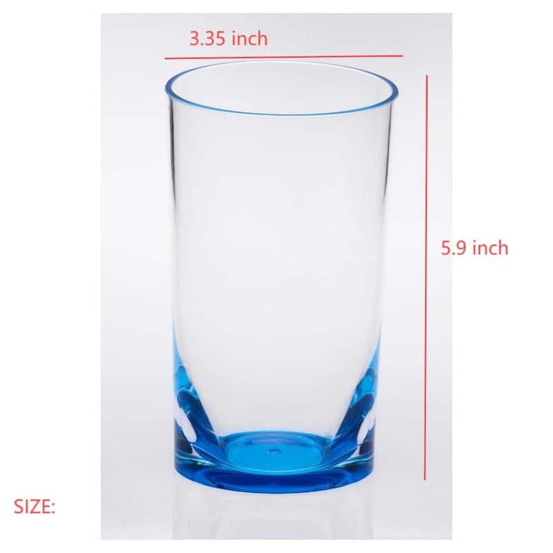 Modern Oval Halo Acrylic Drinking Glasses Set of 4 - 15oz Elegant Plastic Cups for Cocktails, Juice, Water