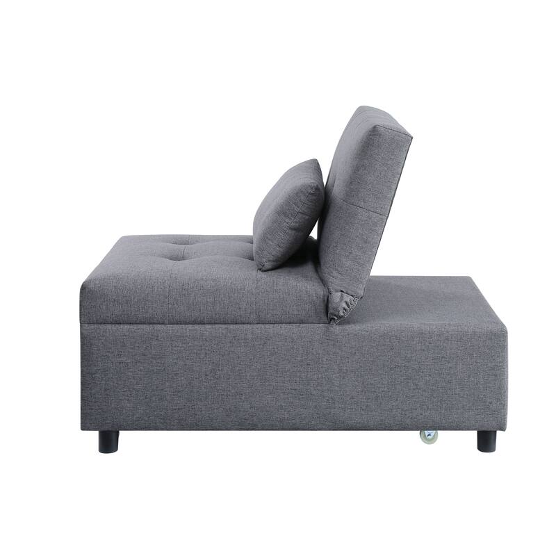 Home Adjustable Hidalgo Pull-out Sleeper PU Leather Sofa Bed- Beige
