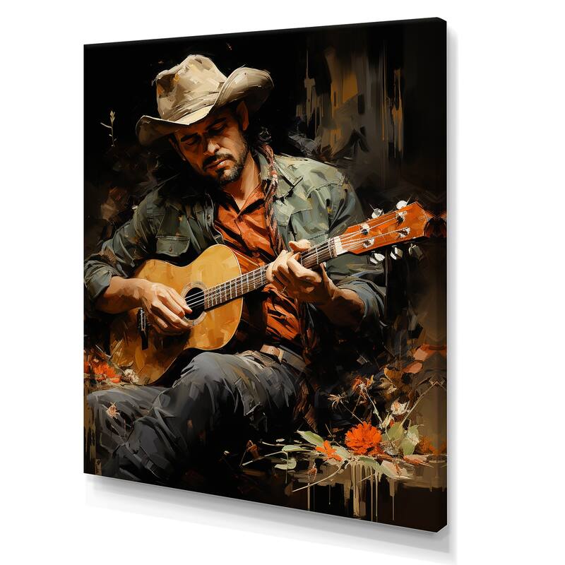 Designart "Country Music Singer In Rustic Browns" Music Wall Art