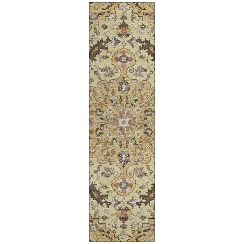 Machine Washable Indoor/ Outdoor Traditional Indore Chantille Rug