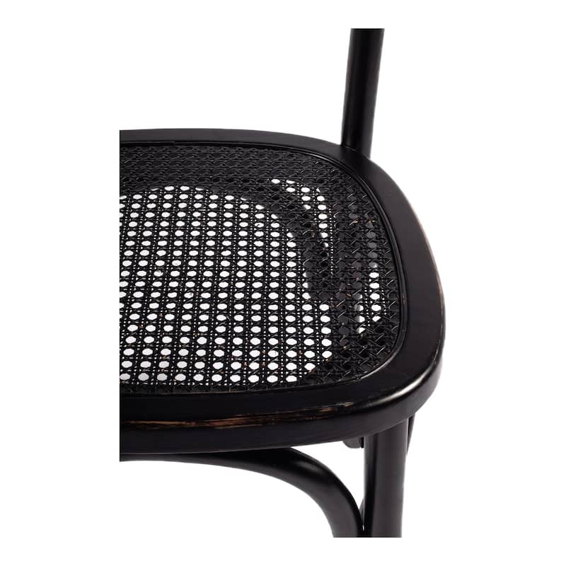 NADAAL STUDIOS Winston, Wooden Dining Chair With Rattan Seat, Set of Two - 18"W x22.5"D x34.5"H