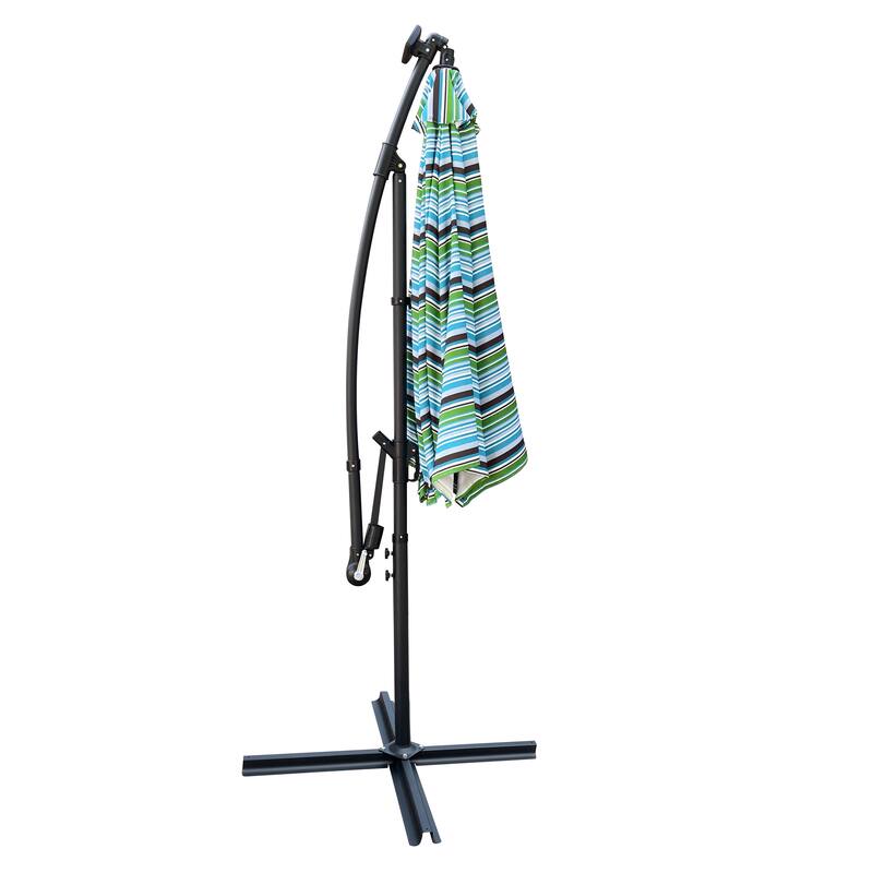 Outdoor Patio Umbrella Solar Powered LED Lighted Sun Shade Market Waterproof 8 Ribs Umbrella with Crank and Cross Base