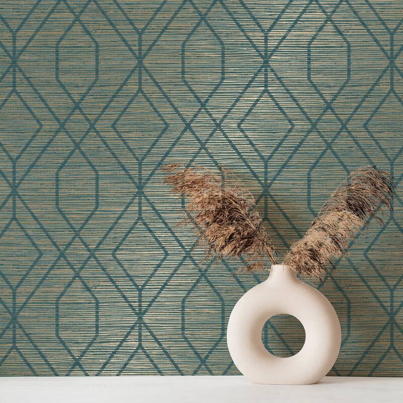 Fine Decor Fusion Teal Trellis Wallpaper