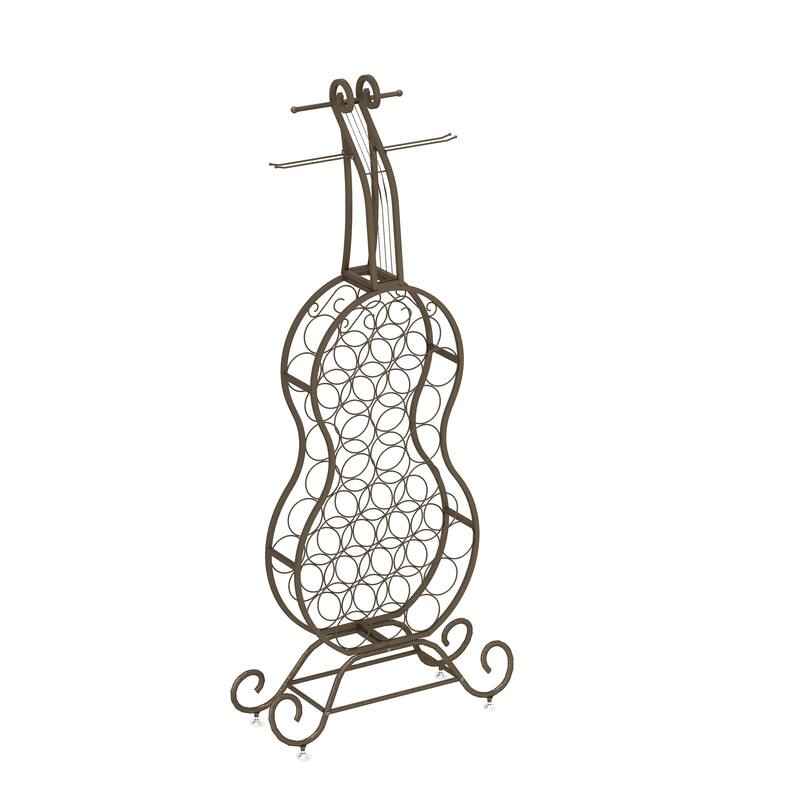 Cello Shape Wine Bakers Rack,Freestanding Wine Rack with Storage Bottle,Wine Storage Home Bar for Liquor and Wine