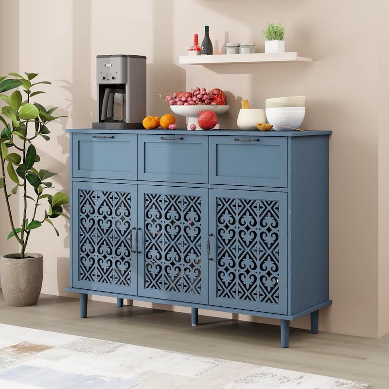 Roomfitters 3 Door 3 Drawer Storage Cabinet, Modern Accent Furniture for Bedroom, Living Room, Blue - Blue