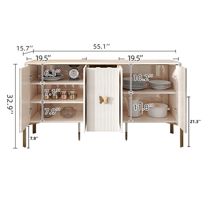 JASIWAY Light Luxury Style Sideboard,Champagne-gold