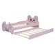 preview thumbnail 5 of 16, Cartoon Twin Wood Platform Kids Bed with Trundle and Cute Headboard for Bedroom, Pink