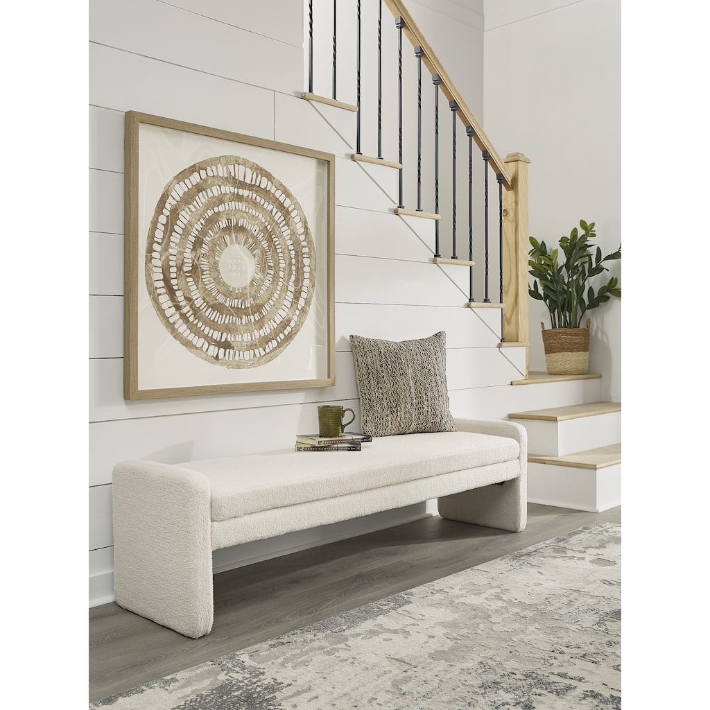 Signature Design by Ashley Lembertson Beige Accent Bench - 70.28" W x 18.5" D x 18.9" H