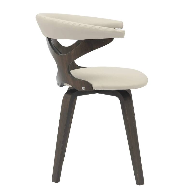 Klyne Leather Dining Chair with Poplar Wood Frame - Mid-Century Wooden Accent Chair with Swivel Base Set of 2