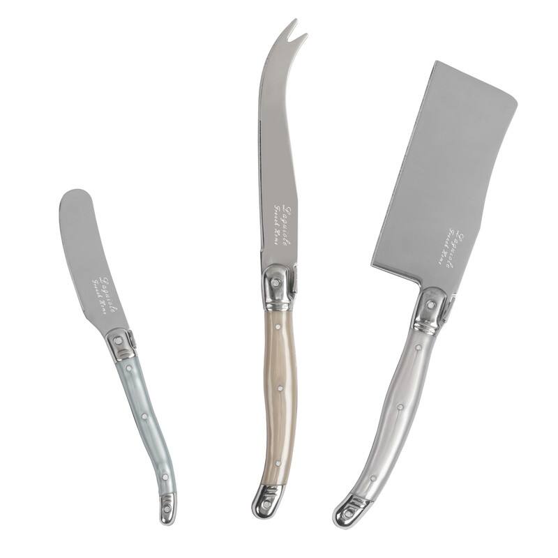 French Home 3-Piece Laguiole Cheese Knife Set with Mother of Pearl Handles