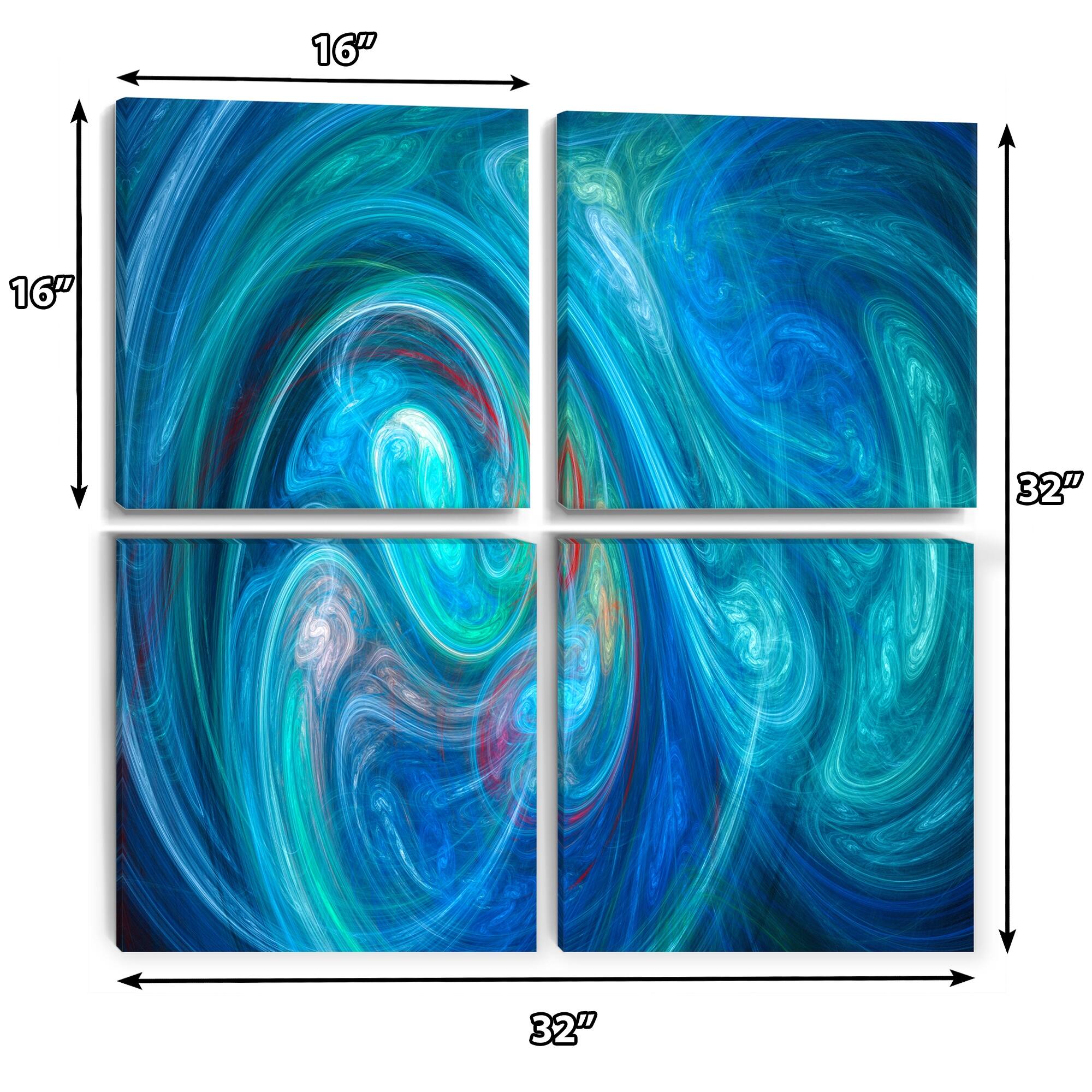 Designart "Dark Blue Fractal Abstract Texture" Abstract Canvas Wall Art