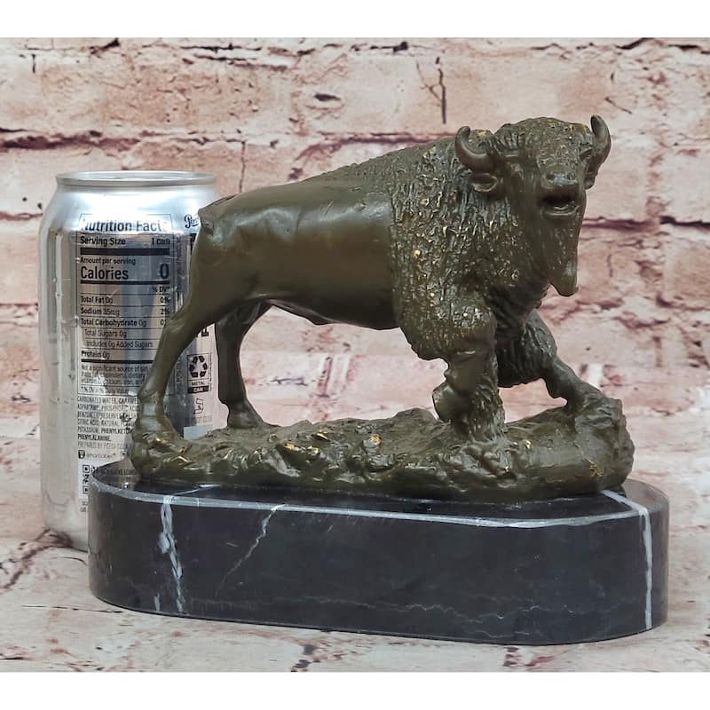 Western Bronze American Buffalo Bison Sculpture – Rustic Wildlife Decor