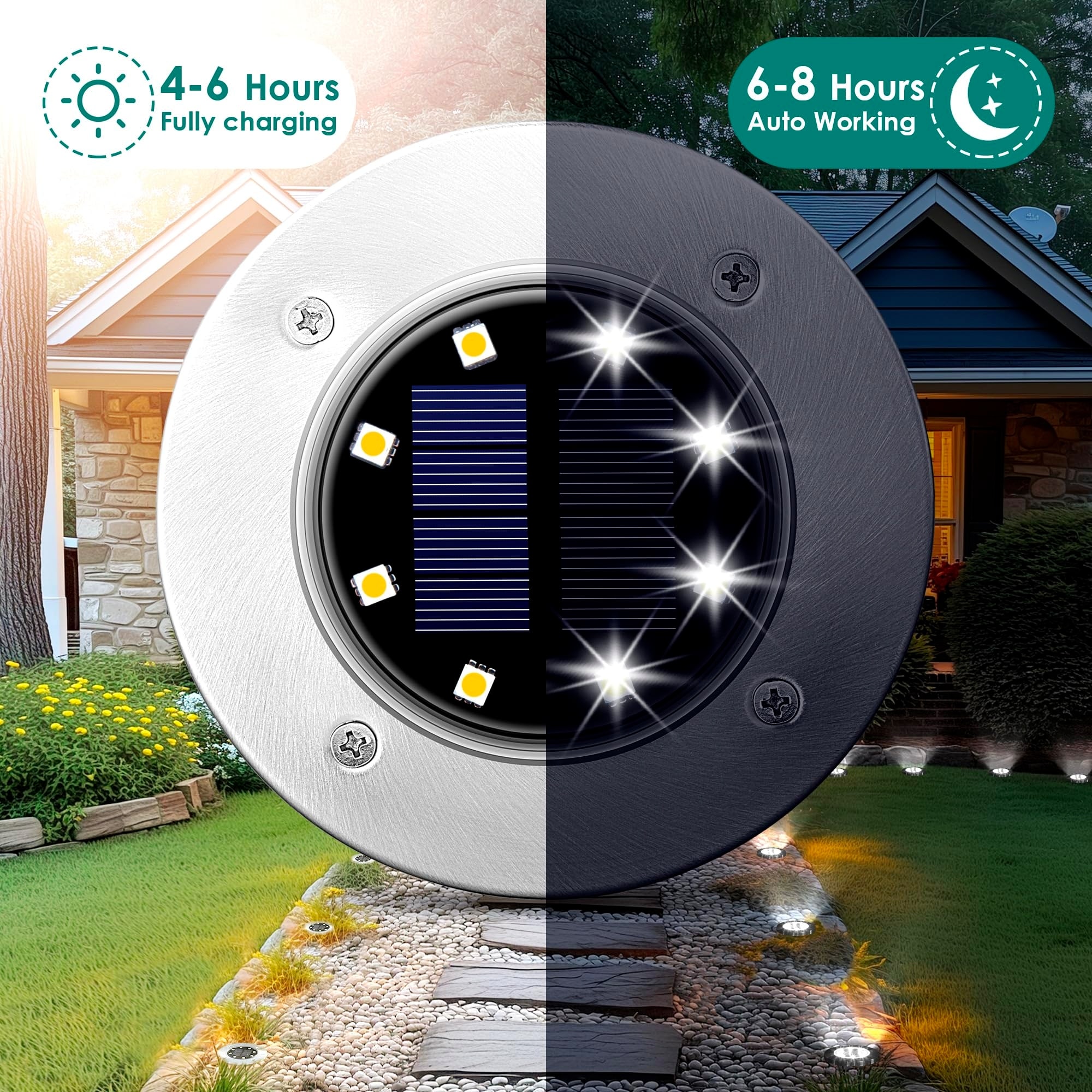 8 led solar ground lights hotsell