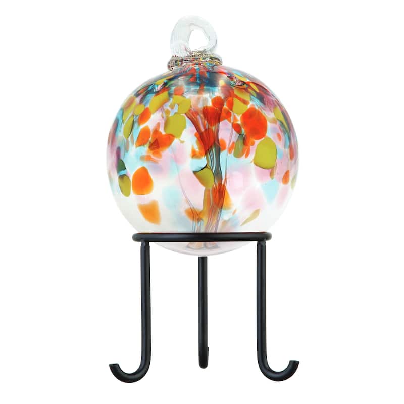 Tree Of Life 4In Eden Hand Blown Glass Ball With Stand